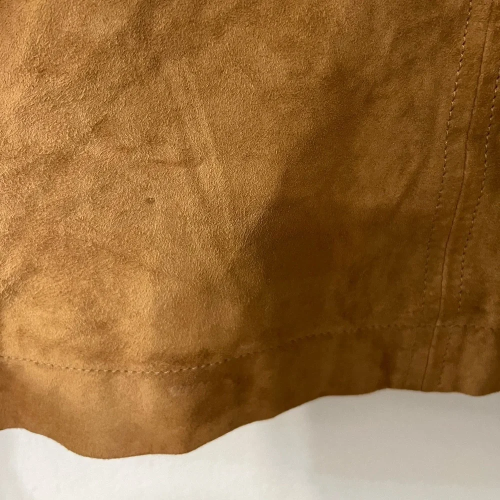 Madewell Genuine Leather Dress Brown V-Neck Mini Shift Size M Western Boho